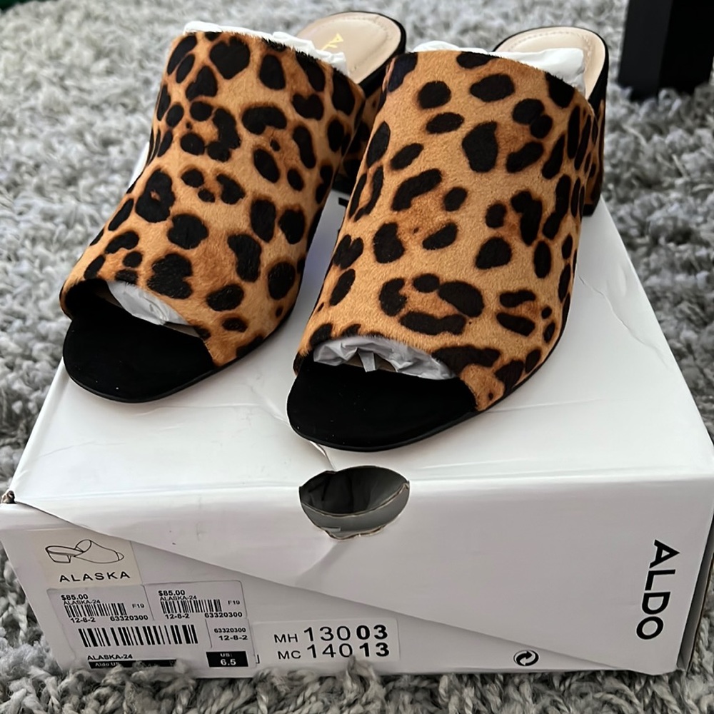 BRAND NEW! Aldo Leopard Alaska Mules